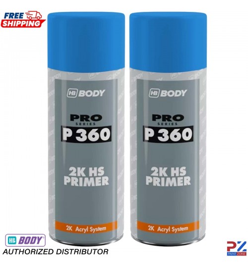 2x HB Body P360 2K HS Blue Primer Spray 400ml – Automotive High Build Aerosol